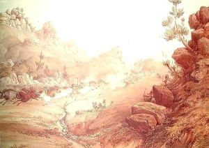 Bushmen hunting a herd of heterogenous game