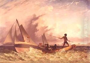 The Messenger's Long Boat and a native canoe, Goulburn Islands