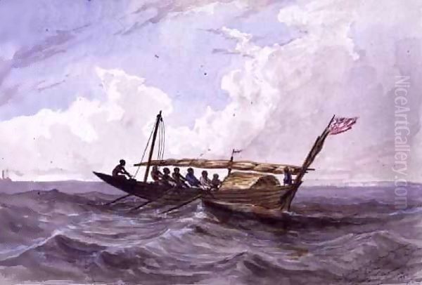 Native boat between Sierra Leone and adjacent country - view 1
