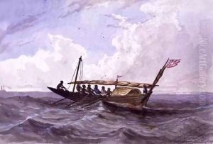 Native boat between Sierra Leone and adjacent country by Thomas Baines