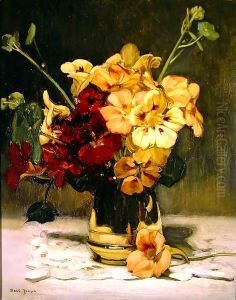 Still life of a vase of flowers by Joseph Bail