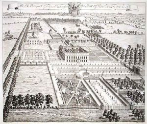 The South East Prospect of Frogpool, the Seat of Rowland Fdyon by Thomas Badeslade