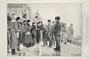 Lady Minto presenting Colours to Herchmer's Horse, on leaving Ottawa by John Henry Frederick Bacon