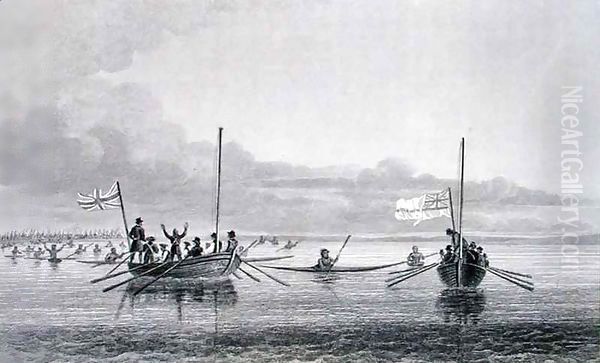 Eskimaux Coming Towards the Boats in Shoalwater Bay - view 1
