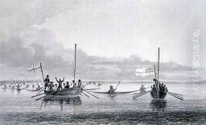 Eskimaux Coming Towards the Boats in Shoalwater Bay by Sir George Back