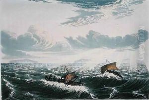 Canoe broaching to, in a gale of wind at sunrise by Sir George Back