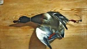 A duck on a pine board by Jean Jacques Bachelier