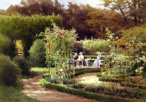 Afternoon Tea by the Laurel Arch by Georgina M. de l' Aubiniere