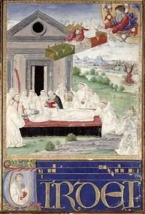 The Funeral of St. Benedict (480-527) with St. Romauld by Gabriello di Vanti di Bartolo Attavante di