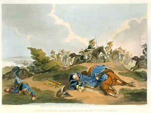 Prince Blucher under his Horse at the Battle of Waterloo by John Augustus Atkinson