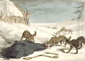 The Wolf Hunt, plate 74 from Volume III of 'The Manners, Customs and Amusements of the Russians' by John Augustus Atkinson