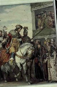 Prince John (1167-1216) and Isaac the Jew at the Passage-of-Arms at Ashby by John Augustus Atkinson