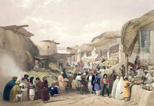 The Main Street in the Bazaar at Caubul, in the Fruit Season, from 'Sketches in Afghau by James Atkinson