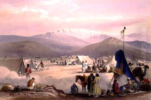 The Encampment at Dadur, with the Entrance to the Bolan Pass, from 'Sketches in Afghaunistan' - view 1