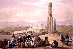 The Fortress and Citadel of Ghunzee and The Two Minars, from 'Sketches in Afghaunistan' by James Atkinson