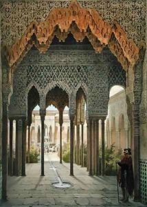 The Court of the Lions, the Alhambra, Granada by Leon Auguste Asselineau