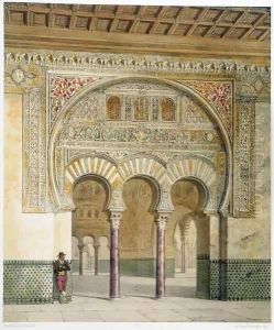 The Gallery of the Court of Lions at the Alhambra, Granada by Leon Auguste Asselineau