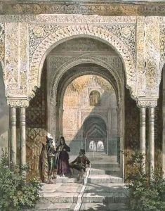 The Room of the Two Sisters in the Alhambra, Granada by Leon Auguste Asselineau