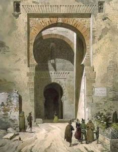 The Gate of Justice, entrance to the Alhambra, Granada by Leon Auguste Asselineau