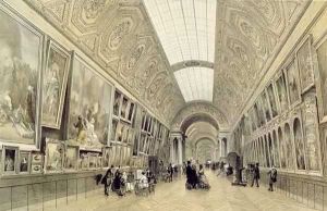 View of the Great Gallery at the Louvre by Louis Jules Arnout