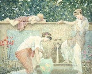 The Fountain One of three sketches for the decoration of Bank Hall, near Chapel-on-le-Frith, Derbyshire by Thomas Armstrong