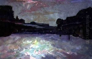River-Sunset by Francis Abel William Taylor Armstrong