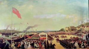 Napoleon III (1808-73) Welcoming Queen Victoria (1819-1901) at the Port of Boulogne