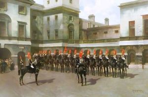 The Blues and Royals, Guard Mounting Parade, Whitehall by Charles Edouard Armand-Dumaresq