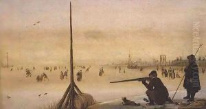 Winter Landscape with Duck Hunter by Arent Arentsz