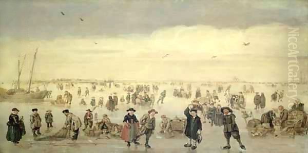 Winter Scene with Numerous Figures on the Ice - view 1