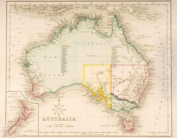 Map of Australia and New Zealand - view 1
