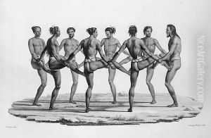 Native Dance in the Caroline Islands, from 'Voyage Autour du Monde sur les Corvettes de L'Uranie 1817-20' by Jacques Etienne Victor Arago