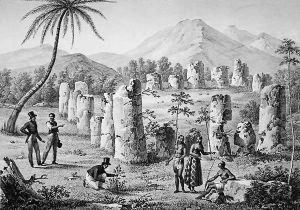 Northern Mariana Islands: Ruins of Antique Pillars on the Island of Rota, from 'Voyage Autour du Monde sur les Corvettes de L'Uranie'