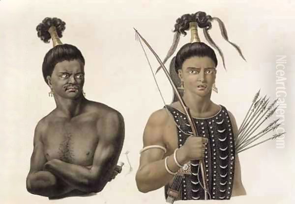 Natives of the Island of Ombai, from 'Voyage Autour du Monde sur les Corvettes de L'Uranie 1817-20' - view 1