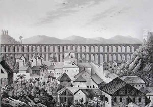 View of part of the town and the Great Aqueduct of Rio de Janeiro
