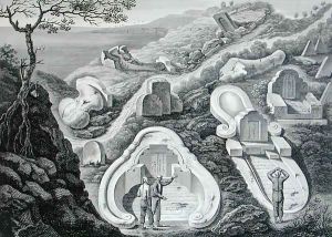View of a Chinese Cemetery, near Coupang, Timor, from 'Voyage Autour du Monde sur les Corvettes de L'Uranie 1817-20' by Jacques Etienne Victor Arago