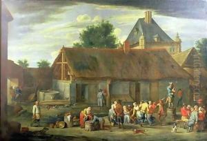 Peasants Merrymaking by a Country House by Thomas Van Apshoven