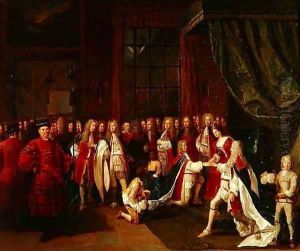 Queen Anne and the Knights of Garter by Pierre Angelis or Angillis