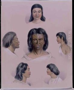 Portraits of New Zealand aboriginals from the 'New Zealand Illustrated' by George French Angas