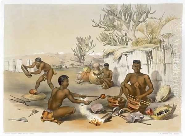 Zulu Blacksmiths at Work, plate 23 from 'The Kafirs Illustrated' - view 1