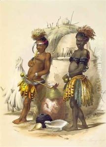 Dabiyaki and Upapazi, Zulu Boys in Dancing Dress by George French Angas