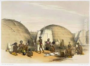Zulu Kraal at Umlazi with Huts and Screens