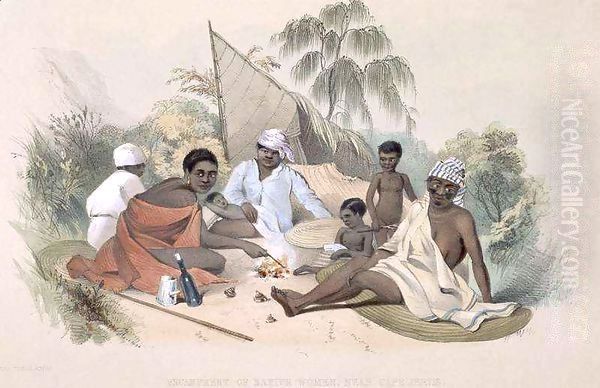 The Aboriginal Inhabitants: Encampment of native women, near Cape Jervis, from 'South Australia Illustrated' - view 1