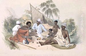 The Aboriginal Inhabitants: Encampment of native women, near Cape Jervis, from 'South Australia Illustrated'