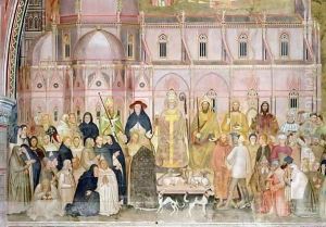 The Church Militant and Triumphant, detail of the secular authorities with Santa Maria del Fiore in the background, from the Spanish Chapel 2 by Andrea Bonaiuti da Da Firenze