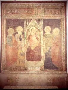 Madonna and Child with SS. Elia, John the Baptist, Nicolas and Leonard by Andrea Bonaiuti da Da Firenze