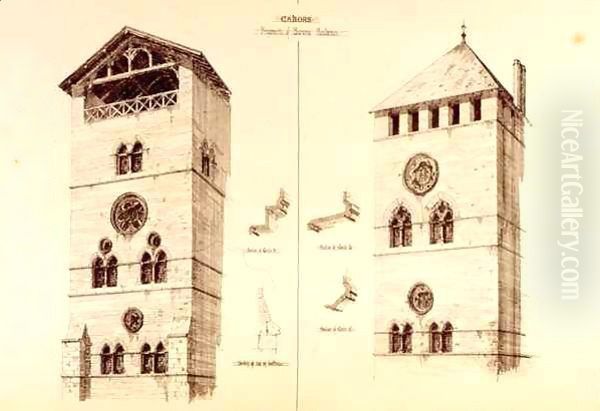Fragments of Baronial Residences, Cahors, France, from 'Examples of the Municipal, Commercial, and Street Architecture of France and Italy from the 12th to the 15th Century' - view 1