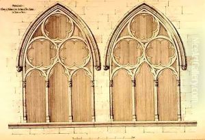 Group of Windows from the House of Pierre Raleine, Figeac, France, from 'Examples of the Municipal, Commercial, and Street Architecture of France and Italy from the 12th to the 15th Century' by R. Anderson