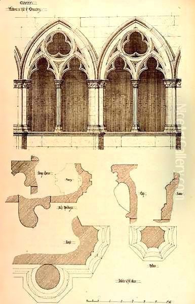 Windows in the Hall of the Monastery, Cluny, from 'Examples of the Municipal, Commercial, and Street Architecture of France and Italy from the 12th to the 15th Century' - view 1