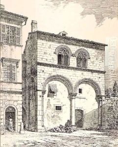House in the Piazza del Duomo, Viterbo, Italy, from 'Examples of the Municipal, Commercial, and Street Architecture of France and Italy from the 12th to the 15th Century' by R. Anderson